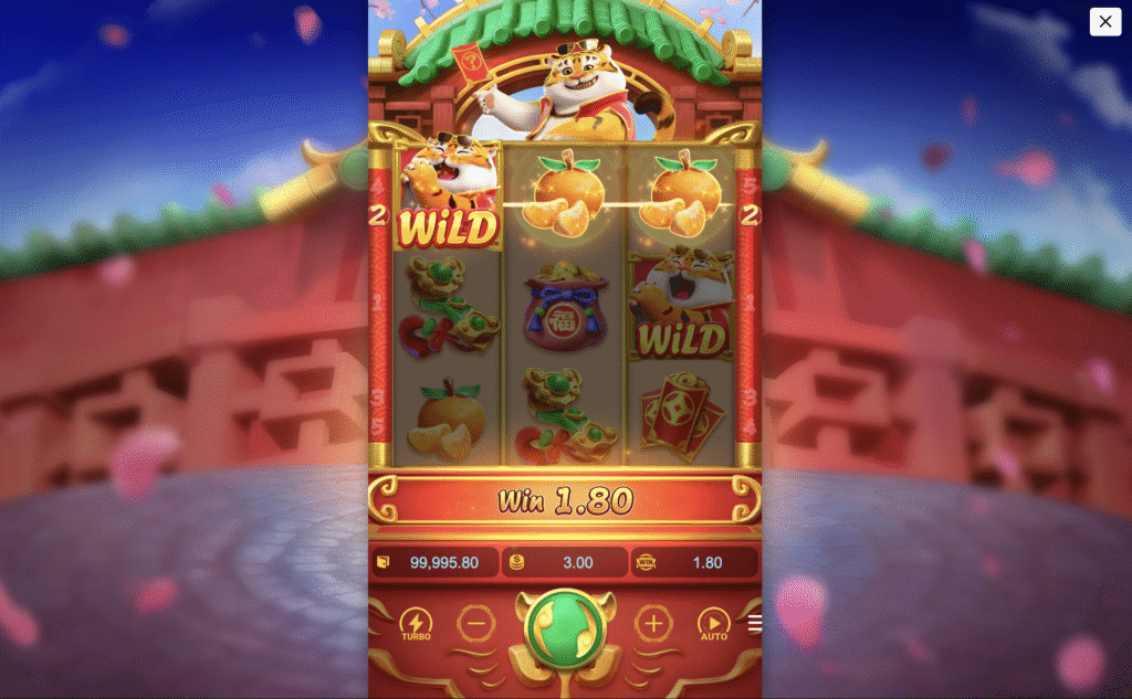 Slot online Fortune Tiger con símbolos WILD y frutas doradas