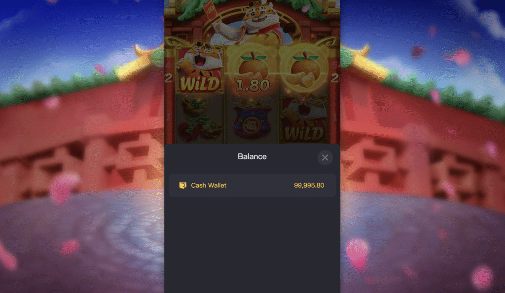 Cuenta demo en Fortune Tiger mostrando saldo en una cartera virtual